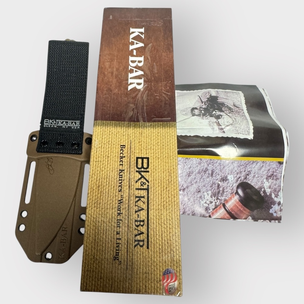 Ka-Bar BK19 Becker Nessmuk BLACK 1095 Steel Fixed Blade 4.3" + Sheath New BOX - Picture 4 of 8